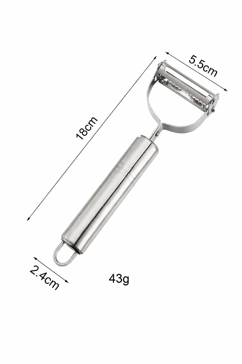 RENRANRING 2-in-1 Stainless Steel Peeler for Kitchen | Vegetable & Fruit Peeler, Julienne Peeler and Sharp | Multifunctional, Rust-Free, Handles with Screw Thread (2 in 1 Silver) - Image 2