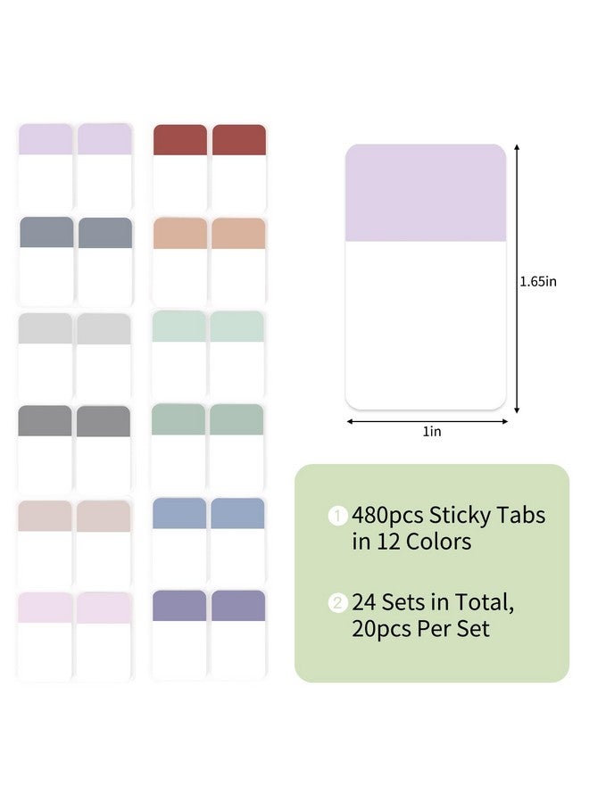 EOOUT 480 Pieces Sticky Tabs, Writable And Repositionable Filing Tabs Flags For Documents Notebooks Classification Aesthetic Office School Supplies  - Image 2