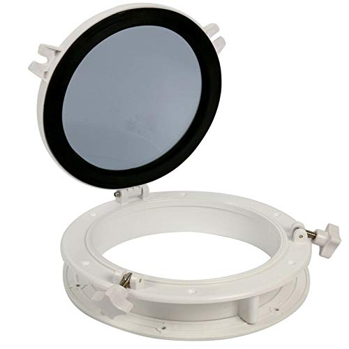 Amarine made Boat Window Yacht Round Opening Portlight Porthole Window 8" Replacement Window Port Hole - ABS Tempered Glass - Image 1