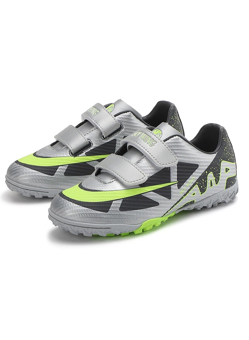 SKY WING Boys And Girls Soccer Cleats IC Or IN Sole Hook And Loop Soccer Shoes For Unisex Kid Indoor Outdoor Hook & Loop Football Shoes Suitable Little Kid And Big Kid