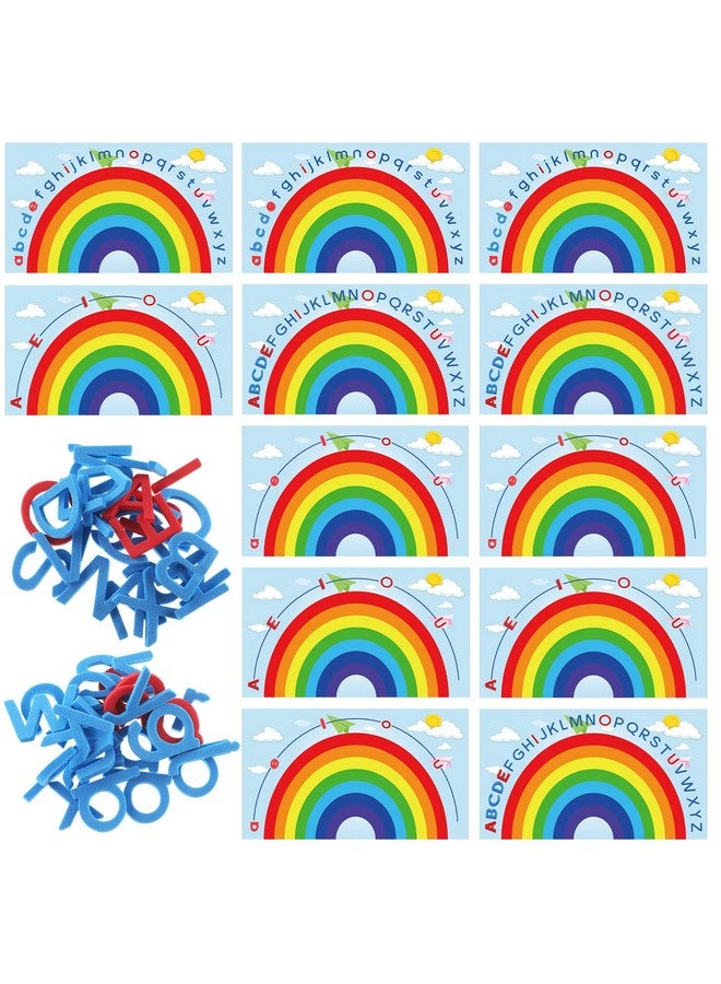Geyee Double Sided Rainbow Play Alphabet Arch Mats Colorful Foam Letters ABC Educational Alphabet for Alphabet Recognition Activity Baby Toddlers Kids (6 Pcs) - Image 1