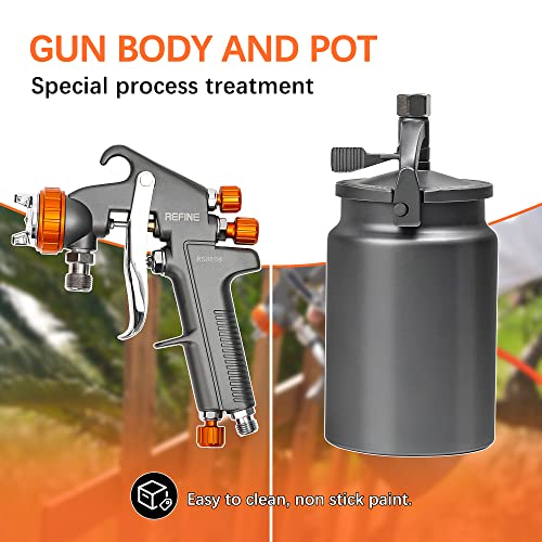 REFINE Spray Gun, Siphon Air Spray Gun, 1.8mm Nozzle, 1000CC Aluminum Cup, Special Process, Easy to Clean, Paint Gun, Automotive Paint Spray Gun, Paint Sprayer for Car, Furniture, House Painting, DIY. - Image 5