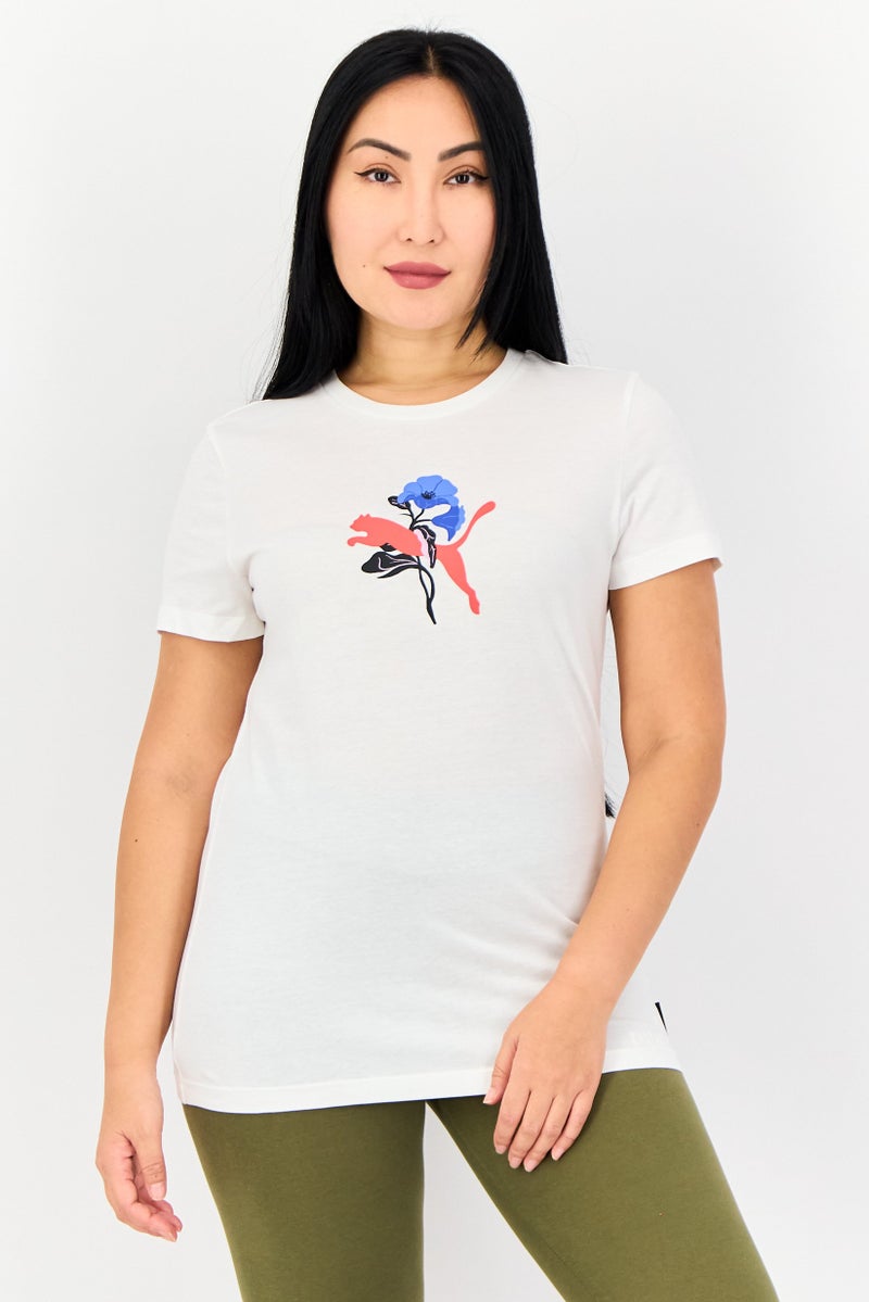 PUMA Women Sportswear Fit Short Sleeve Outdoor T-Shirt, White - Image 1