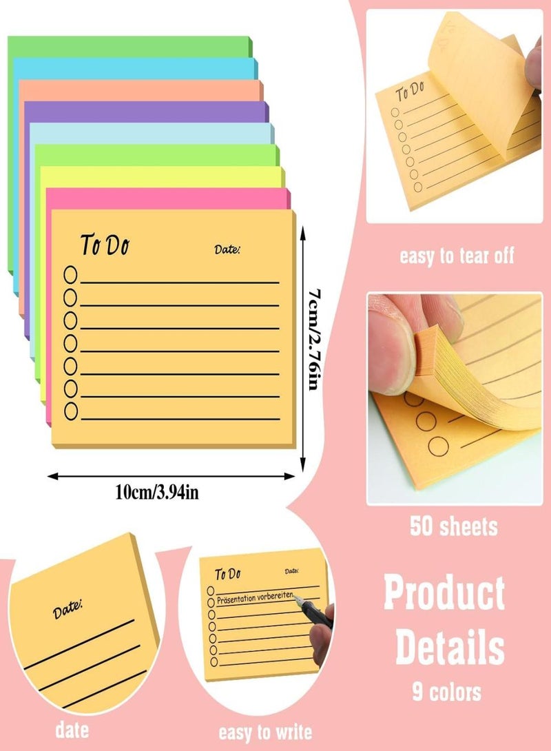 Generic to Do List Sticky Notes 9 Pack, Self-Stick Sticky Notes, Colorful Sticky Notes Pad with Lines, Do List Notepads for School Office Meeting Home Plan Reminder Stationery Supplies(450 Sheets)  - Image 3