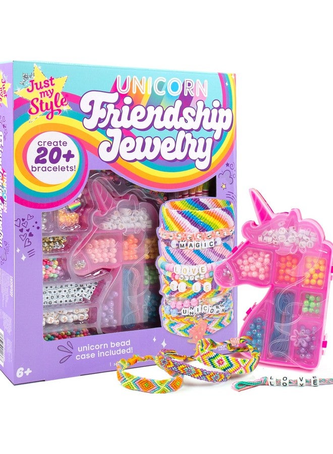 جاست ماي ستايل أساور الصداقة بتصميم يونيكورن من مجموعة هورايزون الأمريكية، اصنع أكثر من 20 سوارًا، تتضمن المجموعة أكثر من 1300 حبة، خرز ABC، خرز معدني، حافظة تخزين بتصميم يونيكورن، والمزيد - Image 1
