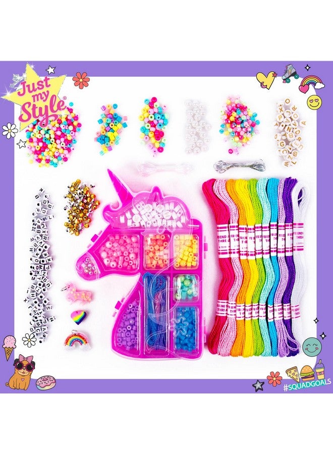 جاست ماي ستايل أساور الصداقة بتصميم يونيكورن من مجموعة هورايزون الأمريكية، اصنع أكثر من 20 سوارًا، تتضمن المجموعة أكثر من 1300 حبة، خرز ABC، خرز معدني، حافظة تخزين بتصميم يونيكورن، والمزيد - Image 3