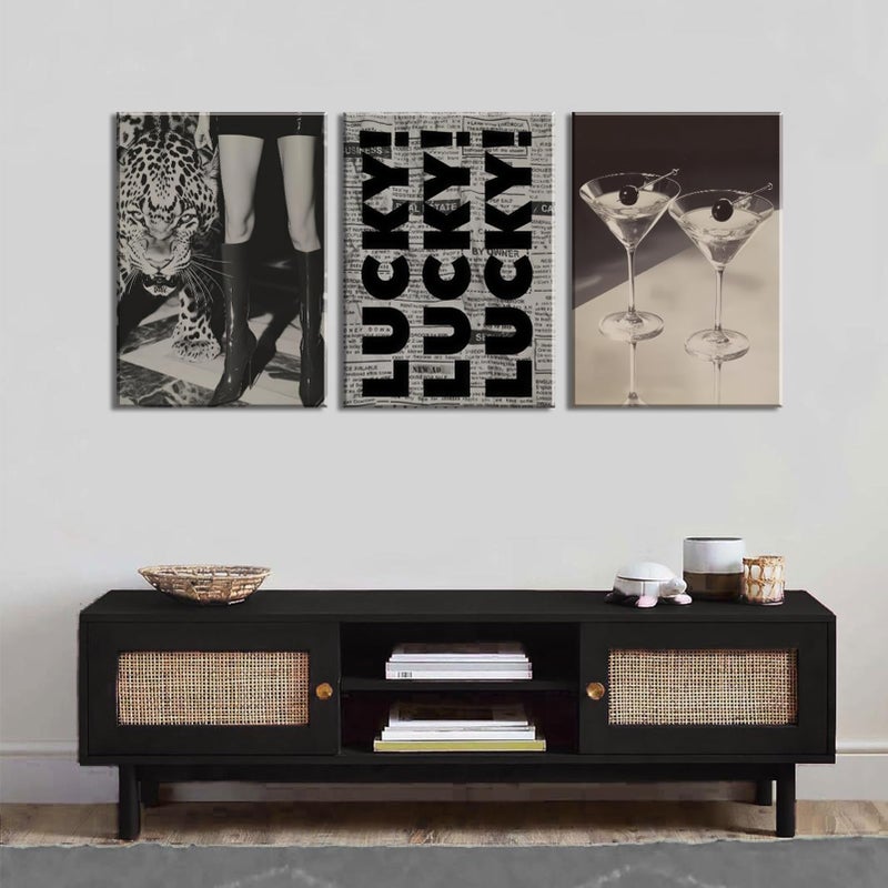 FFJ Trendy Leopard Canvas Wall Art Fashion Cheetah Lucky Martini Wall Decor Pictures Funky Vintage Preppy Luxury Aesthetic Posters Prints for Girly Bedroom Apartment Dorm Decoration 12x16in - Image 5