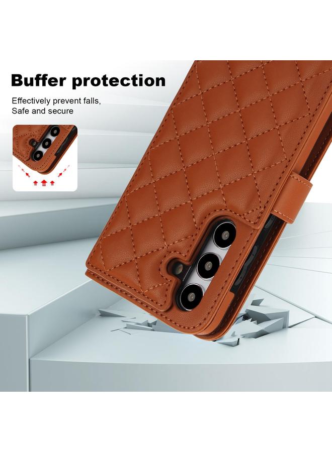 اس-توب جراب هاتف Samsung Galaxy S24+ 5G Crossbody متعدد الوظائف من الجلد المعيني - Image 5