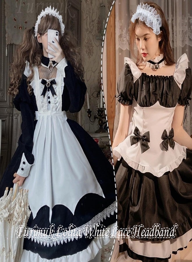Furimuk Lolita White Lace Headband Headdress Gothic Vintage Cosplay Hair Accessories for Tea Party Princess - Image 4