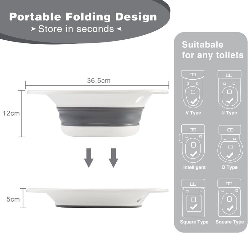PRANIJ Sitz Bath Basin for Toilet with Flusher – Foldable Sitz Tub for Postpartum Care, Hemorrhoids, Piles, Anal Fissures, Post-Surgery Recovery & Elderly Hygiene – Portable, Ergonomic & Easy to Clean (Cloud Grey) - Image 2