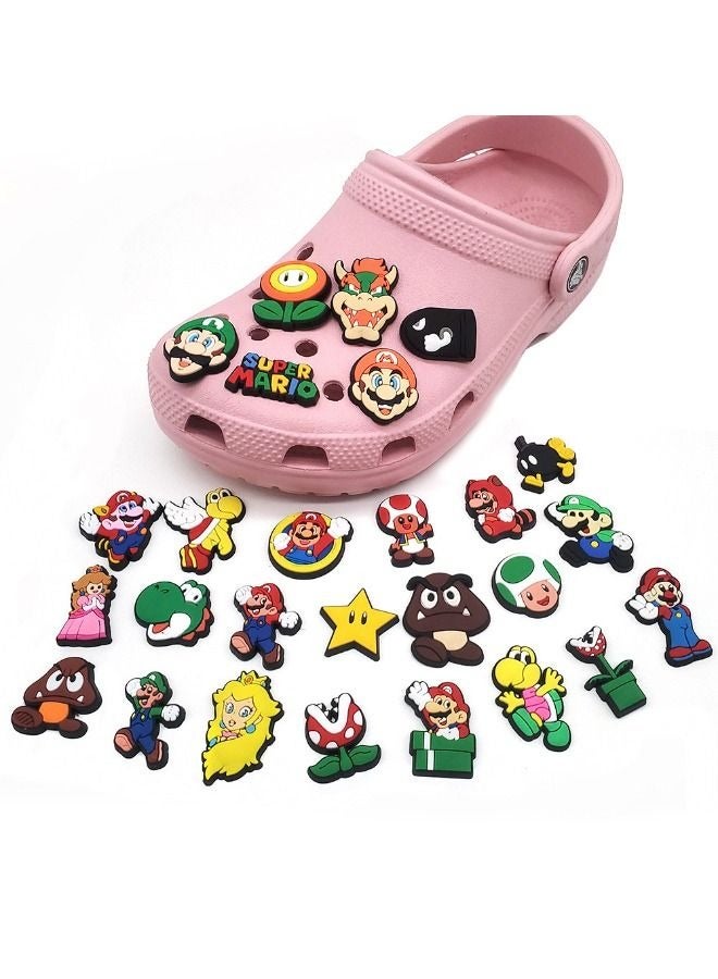 27-Piece Crocs Shoe Decoration Charms, Cartoon Super Mario Series Charms Shoes Charm for Crocs Hole Hole Shoe, for Kids Boys Girls Men Women Party Favor - Image 1