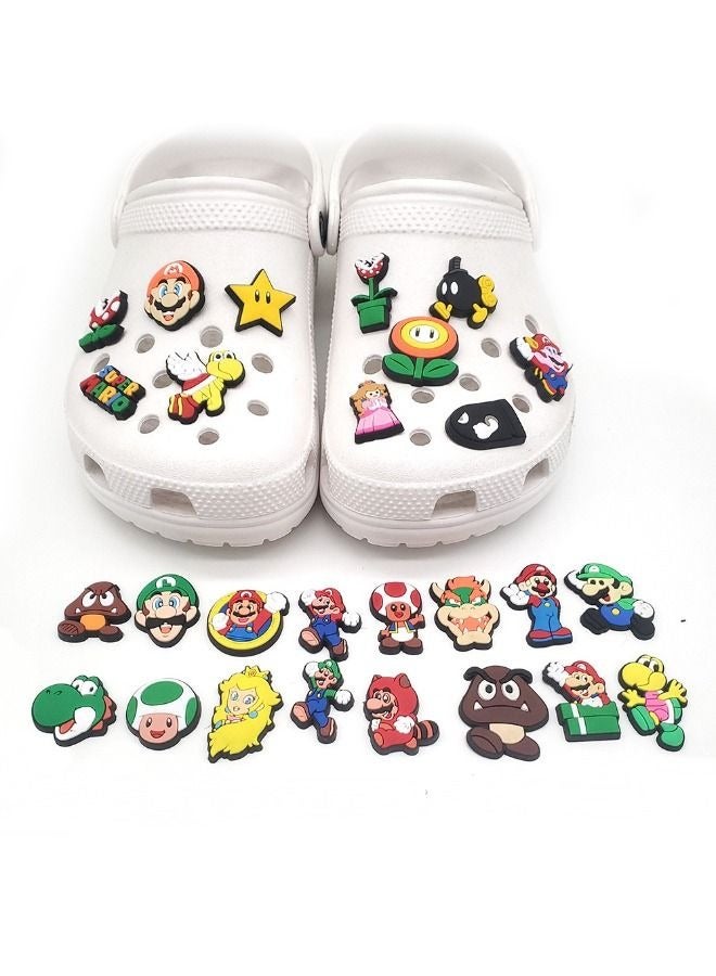 27-Piece Crocs Shoe Decoration Charms, Cartoon Super Mario Series Charms Shoes Charm for Crocs Hole Hole Shoe, for Kids Boys Girls Men Women Party Favor - Image 2