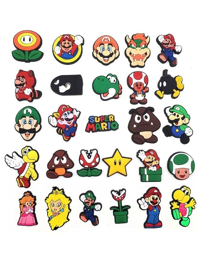 27-Piece Crocs Shoe Decoration Charms, Cartoon Super Mario Series Charms Shoes Charm for Crocs Hole Hole Shoe, for Kids Boys Girls Men Women Party Favor - Image 3