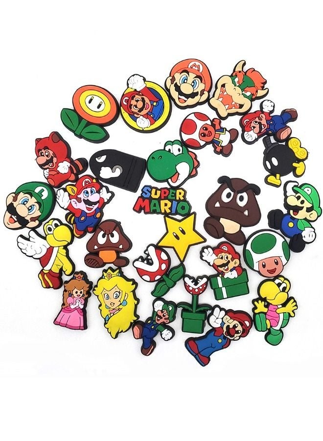 27-Piece Crocs Shoe Decoration Charms, Cartoon Super Mario Series Charms Shoes Charm for Crocs Hole Hole Shoe, for Kids Boys Girls Men Women Party Favor - Image 4