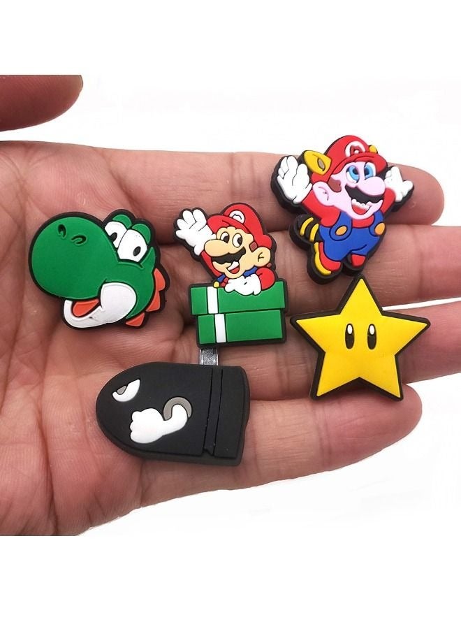 27-Piece Crocs Shoe Decoration Charms, Cartoon Super Mario Series Charms Shoes Charm for Crocs Hole Hole Shoe, for Kids Boys Girls Men Women Party Favor - Image 5
