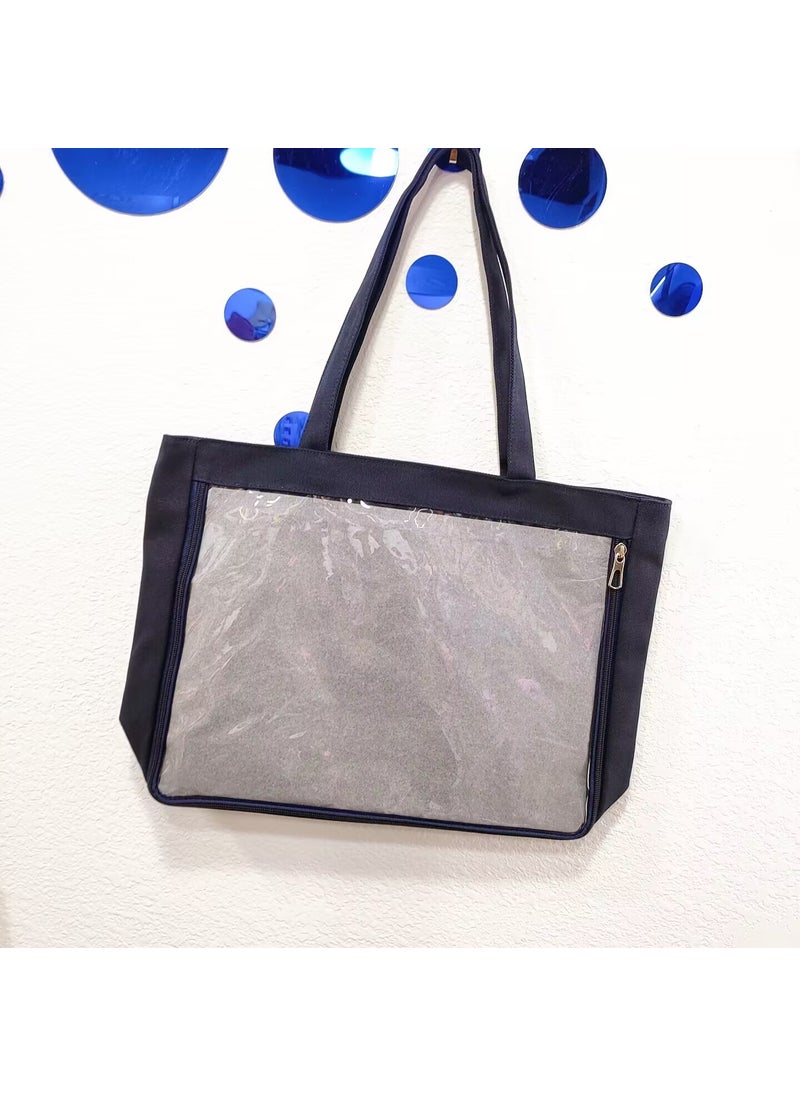 Generic - Cute Anime Canvas Girls PVC Shoulder Bag Navy blue no long shoulder strap - Image 1