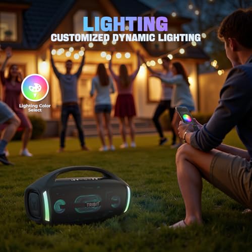 Tribit Bluetooth Speaker StormBox Blast 2, 200W Portable Wireless Speaker with Subwoofer, XBass, LED Light, Bluetooth 5.4, IP67 Waterproof, Custom EQ, 30H Playtime, TWS Pairing for Party/Outdoor - Image 4