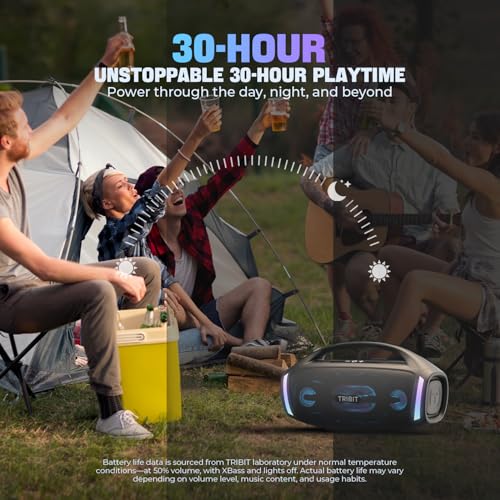 Tribit Bluetooth Speaker StormBox Blast 2, 200W Portable Wireless Speaker with Subwoofer, XBass, LED Light, Bluetooth 5.4, IP67 Waterproof, Custom EQ, 30H Playtime, TWS Pairing for Party/Outdoor - Image 5