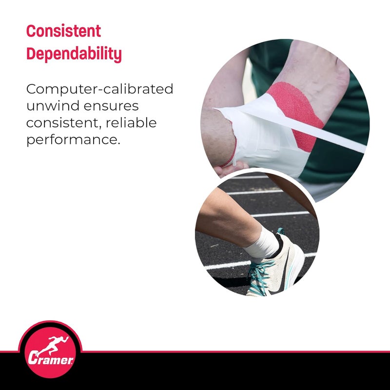 Cramer Team Color Athletic Tape, 1.5" x 10 Yards White, Easy Tear Sports Tape for Ankle, Wrist & Knee, Latex-Free Adhesive, Strong Support, Athletic Training Tape Roll - Image 4