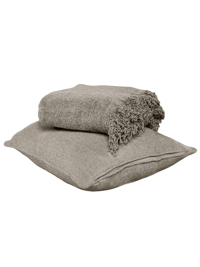 SASHAA WORLD Solid Soft Chenille Throw Blanket for Sofa, Bed & Couch with Cushion Cover Set | Grey Throw & Cushion Cover| Throw-130x180 cm, Cushion-45x45 cm - Image 1
