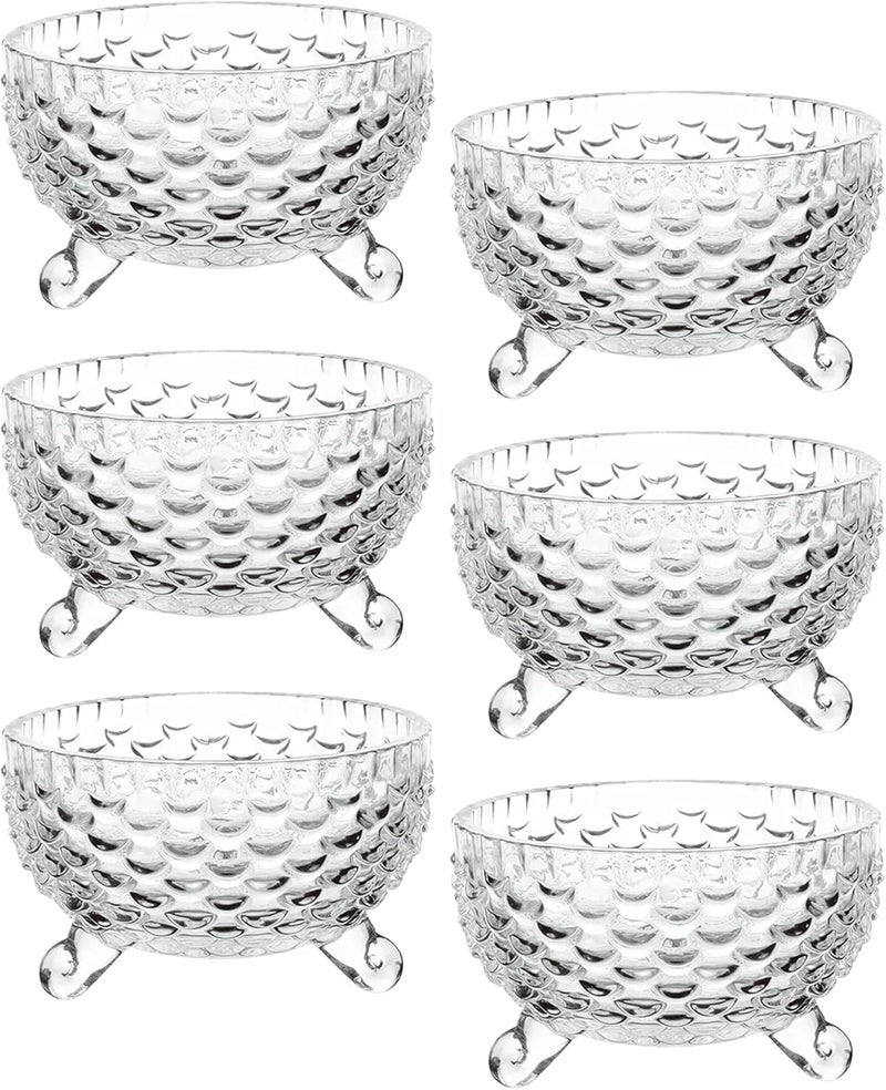 LVOOK Glass Bowls Set Round Decorative Bowl Fruit Punch Set Crystal Glass Capacity 150ML Pack of 6 Trifle Set Dessert Ice Cream Bowls Crystal Effect Glass Trifle Glasses Serving Bowls - Image 1