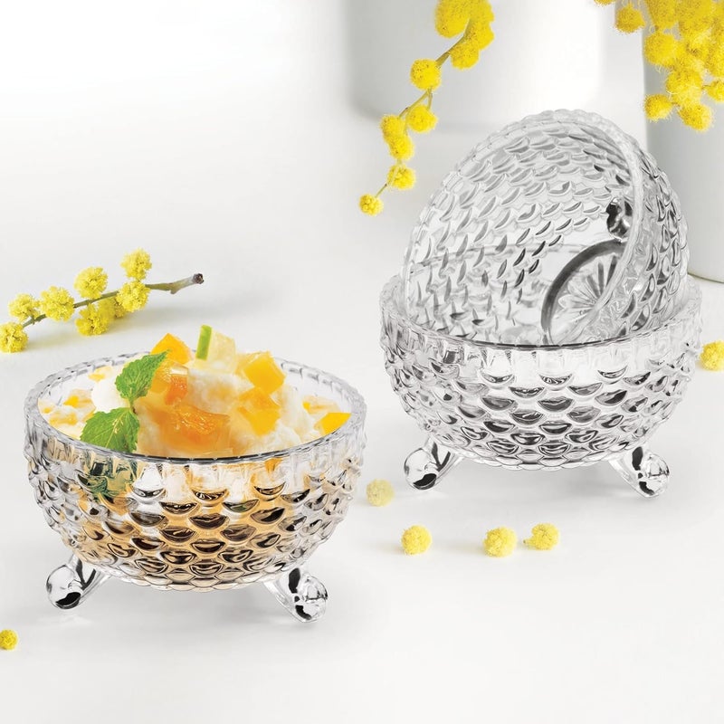 LVOOK Glass Bowls Set Round Decorative Bowl Fruit Punch Set Crystal Glass Capacity 150ML Pack of 6 Trifle Set Dessert Ice Cream Bowls Crystal Effect Glass Trifle Glasses Serving Bowls - Image 2