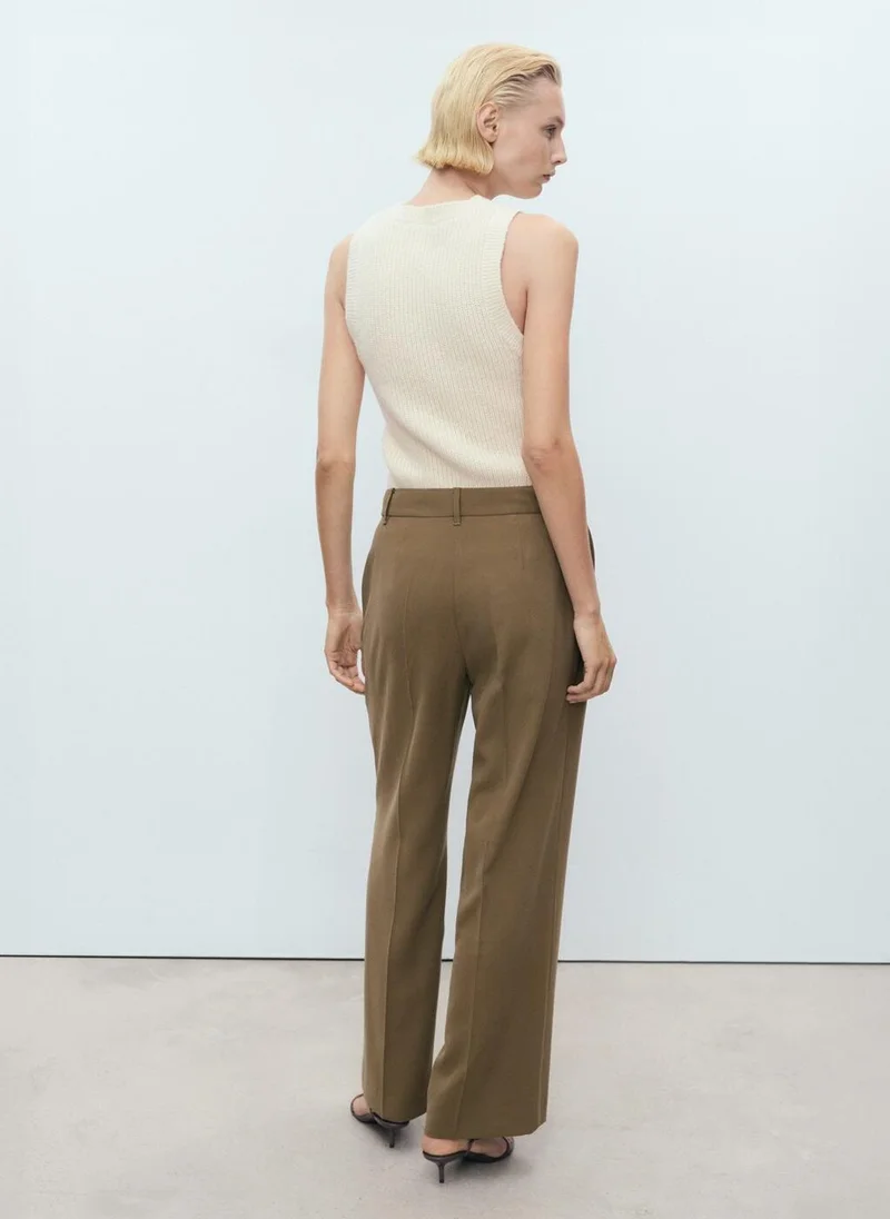 MANGO Straight mid-rise trousers