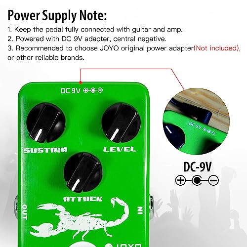 JOYO Dyna Compressor, JF-10 Model for Electric Guitar & Bass, Classic Ross Re-creation, Low Noise, True Bypass - Image 5