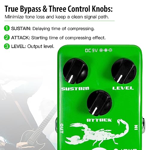 JOYO Dyna Compressor, JF-10 Model for Electric Guitar & Bass, Classic Ross Re-creation, Low Noise, True Bypass - Image 4