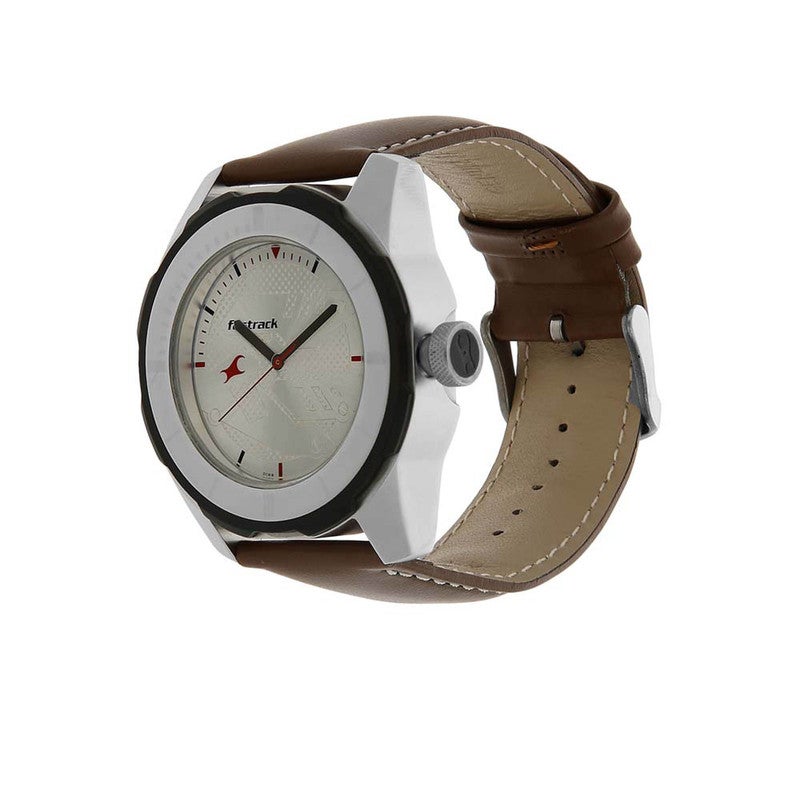 fastrack Men Silver Dial Leather Strap Analog Watch Modern Premium Style Confident Everyday Elegance 3099SL01 - Image 2