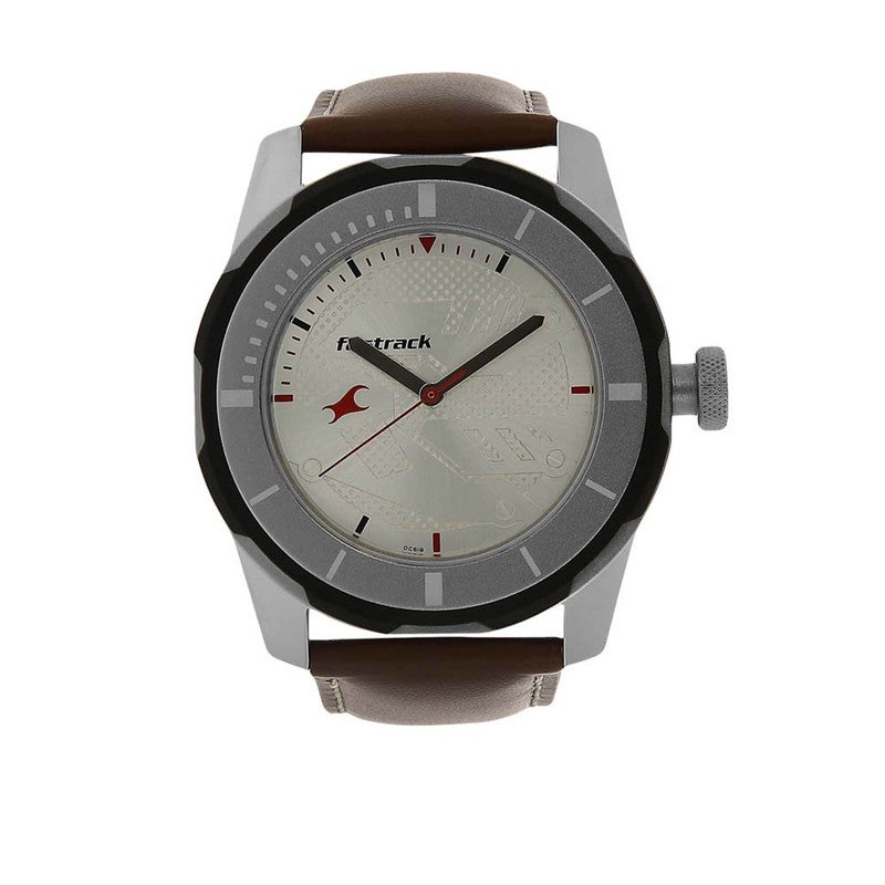 fastrack Men Silver Dial Leather Strap Analog Watch Modern Premium Style Confident Everyday Elegance 3099SL01 - Image 1