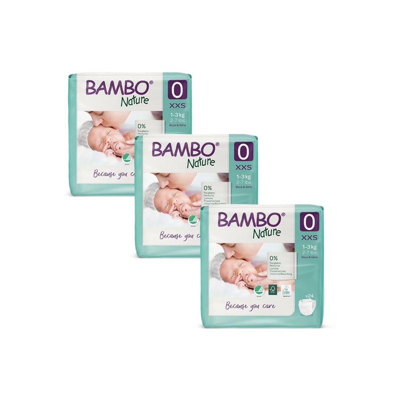 Bambo Nature Premium Baby Tape Diapers for Premature Baby XXS Size (1-3 Kgs) - Super Absorbent, Breathable, Extra Soft, Dermatologically Tested, Hypoallergenic Nappies With Wetness Indicator, 72 Count (24 Count, Pack of 3) - Image 5