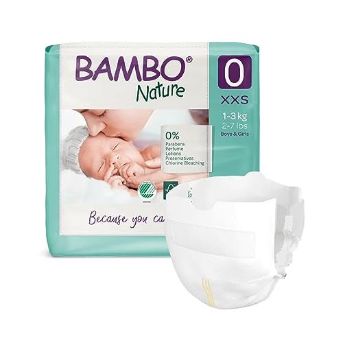 Bambo Nature Premium Baby Tape Diapers for Premature Baby XXS Size (1-3 Kgs) - Super Absorbent, Breathable, Extra Soft, Dermatologically Tested, Hypoallergenic Nappies With Wetness Indicator, 72 Count (24 Count, Pack of 3) - Image 2