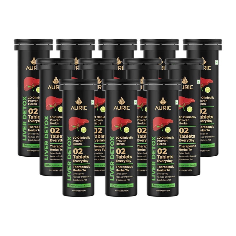 AURIC Liver Detox Supplement | 240 Tablets Fizzy Water with 10 Ayurvedic Herbs | Clinically Researched Therapeutic Ingredients | Drop, Dissolve, Fizz, Drink - Image 1