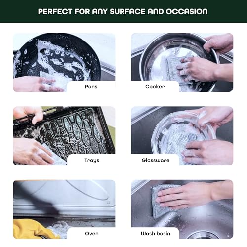 MIORAH 10Pc Steel Scrubber for Kitchen Utensils Non-Scratch Dishwash Scrub for Kitchen Cleaning | Utensil Cleaner Scrub & Vessel Cleaning Tool Silver - Image 5