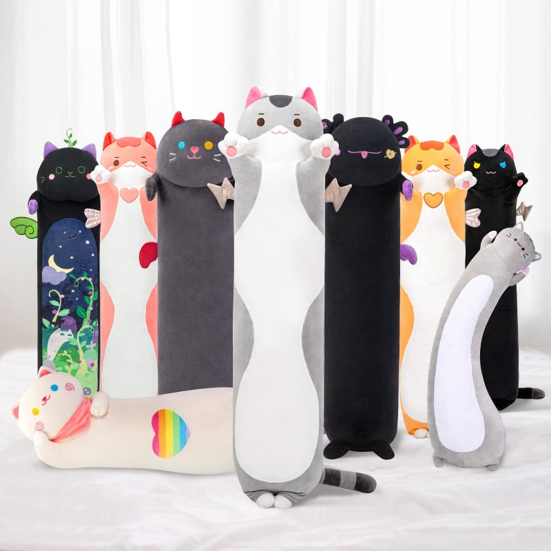 Mewaii Long Cat Plush Body Pillow  20? Cute Cat Stuffed Animals Soft Plushies  Kitten Plush Throw Pillow Doll Toy Gift for Girlfriend