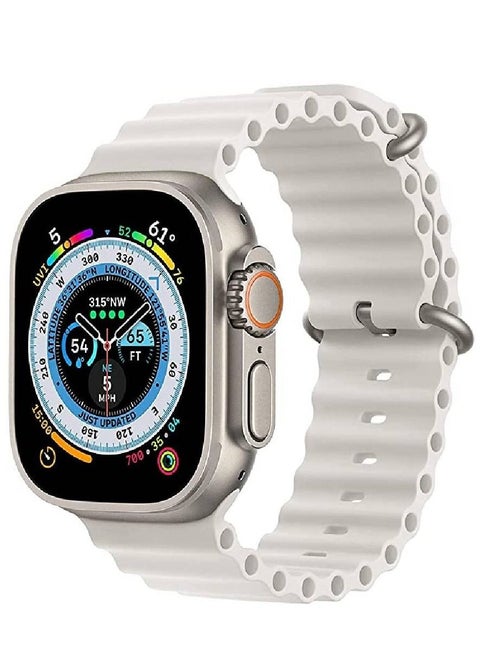 Sport New Silicone Band Compatible with Smart Watch Ultra Ocean 42/44/45/49mm Strap for iWatch Series Ultra 8 7 6 5 SE White