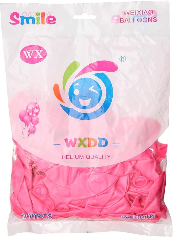 Smile Latex Balloons Pouch, 100 Pieces - Pink