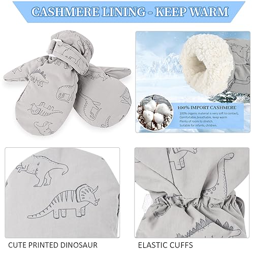 Weradau Fleece Lined Mittens for Baby Boys Girls,Baby Toddler Little Kids Winter Gloves Mittens (2-4 years grey) - Image 4