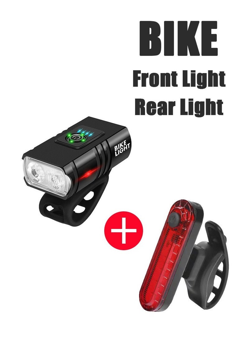 Bike Light Front and Back, USB Bicycle Light with Loud Horn, 3 Lighting Modes Waterproof Cycling Light Bike tail light - Image 2