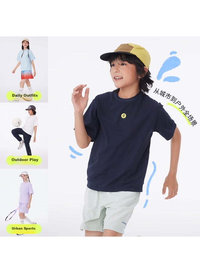Onmygame Children's Sports T-shirt For Boys And Girls, Sun Protection Short Sleeve, Deep Sea Blue, Size 150 - Image 1