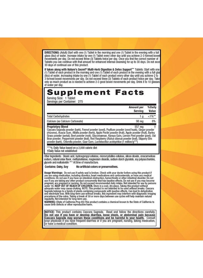 Nature's Secret Multiherb Colon Cleanse Supports Digestive Health And Regularity 275 Tablets  - Image 3