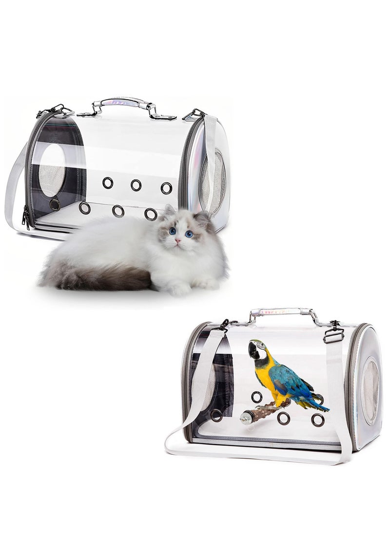vsell24 Light Weight Transparent Travel Breathable See-Through Shoulder Bag for Cats, Puppies, Birds And Small Animals 43x25x27cm - Image 1
