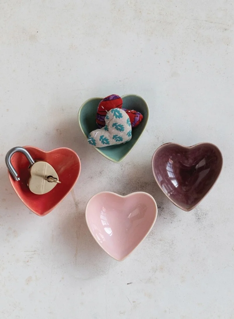 The Saffron Souk Heart Shaped Trinket Dish- Red