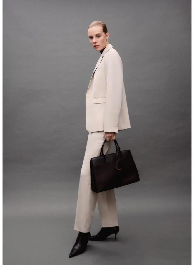 MANGO High Waist Straight Suit Trousers