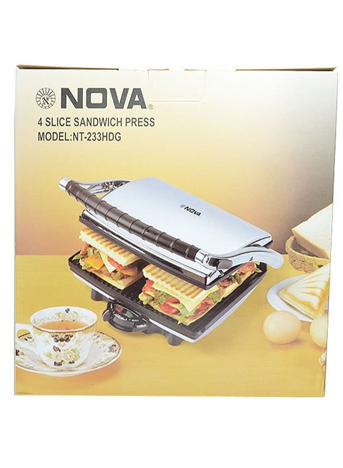 نوفا ماكينة صنع الساندوتشات نوفا NT 233 HDG بقوة 750 وات 4 شرائح (أسود/رمادي) - Image 4