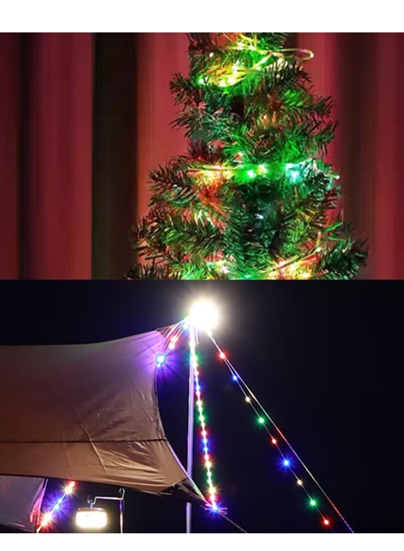 Portable Camping String Lights, 2 in 1 USB Rechargeable Outdoor Light Holiday Decoration Lanterns Garden Yard Star Lamp, Adjustable Brightness and 5 Modes - Image 4