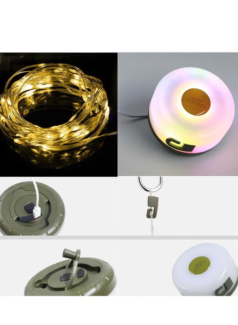 Portable Camping String Lights, 2 in 1 USB Rechargeable Outdoor Light Holiday Decoration Lanterns Garden Yard Star Lamp, Adjustable Brightness and 5 Modes - Image 2