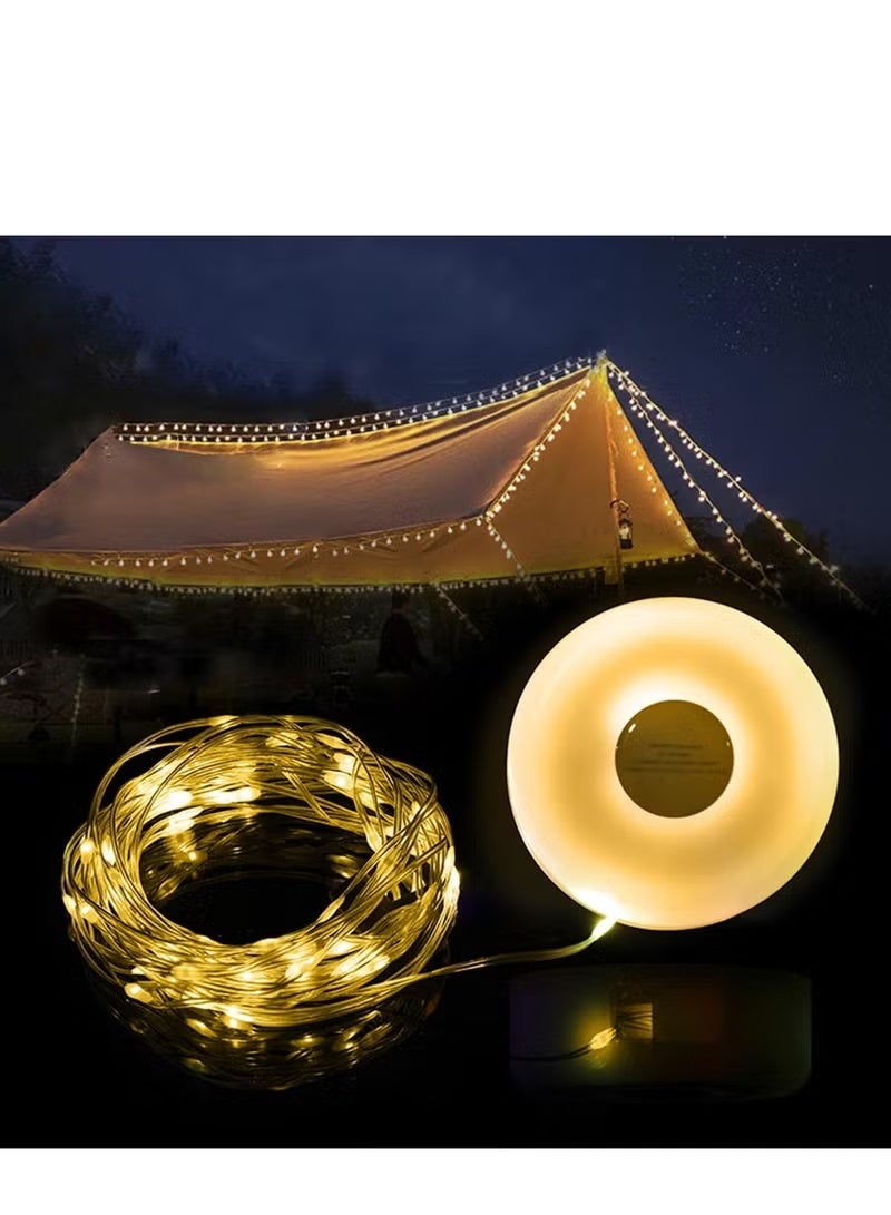 Portable Camping String Lights, 2 in 1 USB Rechargeable Outdoor Light Holiday Decoration Lanterns Garden Yard Star Lamp, Adjustable Brightness and 5 Modes - Image 1