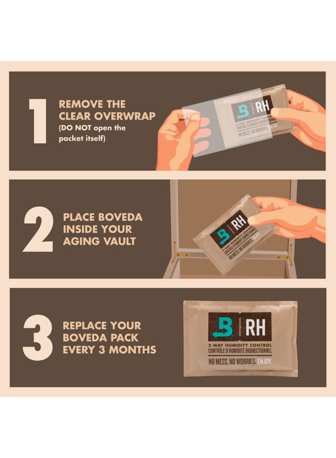 Boveda 69% Two-Way Humidity Control Pack For Storing Up to 25 Items – Size 60 – Single – Plastic & Wood Humidifier Boxes & Zip Lock Bags – Moisture Absorber – Humidifier Pack – Individually Wrapped - Image 4